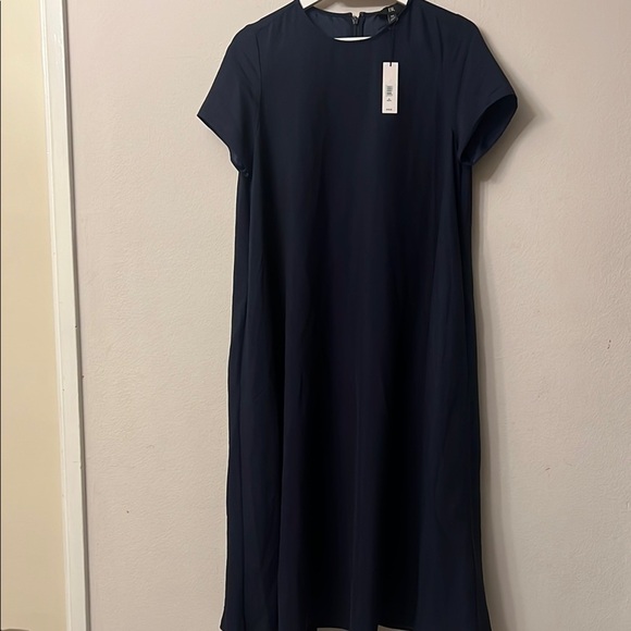 Banana Republic Black Midi Dress Short Sleeve Crew Neck pit to pit 20” lath 45” - Picture 1 of 10